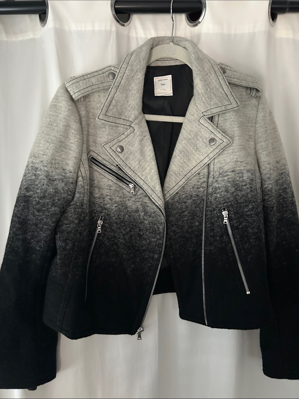 GAP Ombre Grey-to-Black Moto Wool-Blend Jacket